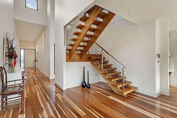  intérieur épuré escalier bois plate forme