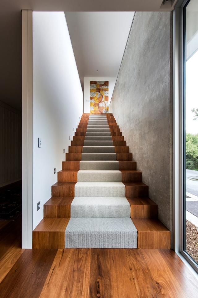 interieur moderne escalier bois teck
