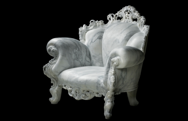 fauteuil blanc marbre Proust baroque mobilier moderne