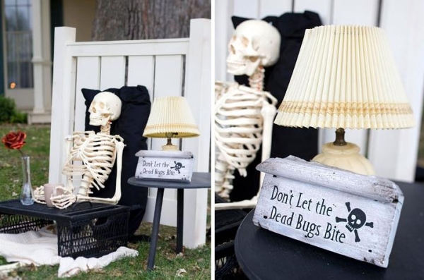 idée-originale décoration d`Halloween jardin-squelette
