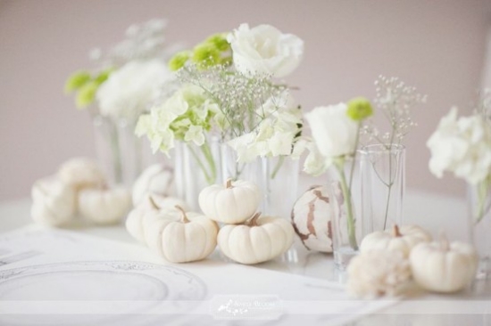 idées-déco-d'automne-originales-citrouilles-blanches-roses