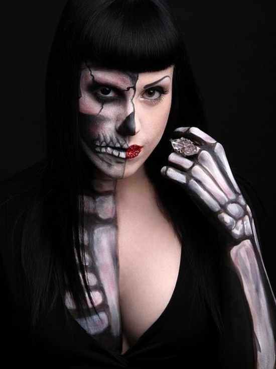 idée-maquillage-d`Halloween-skelette-effrayant