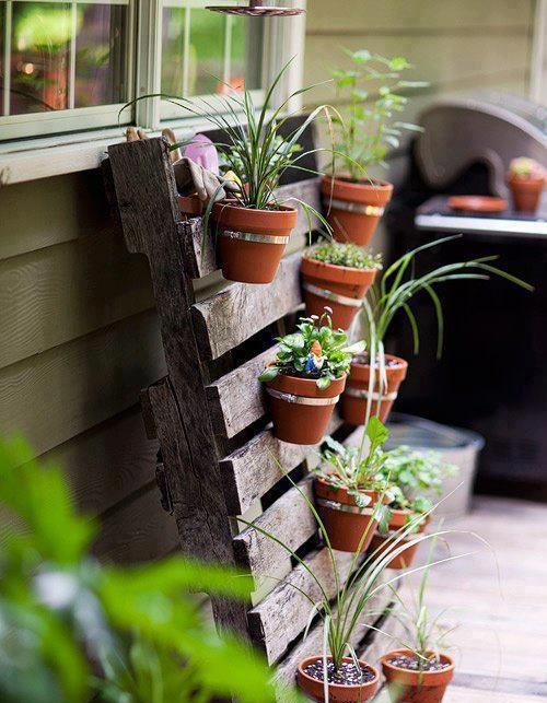 jardin-vertical-palette-bois-idée-créative-pots-fleurs