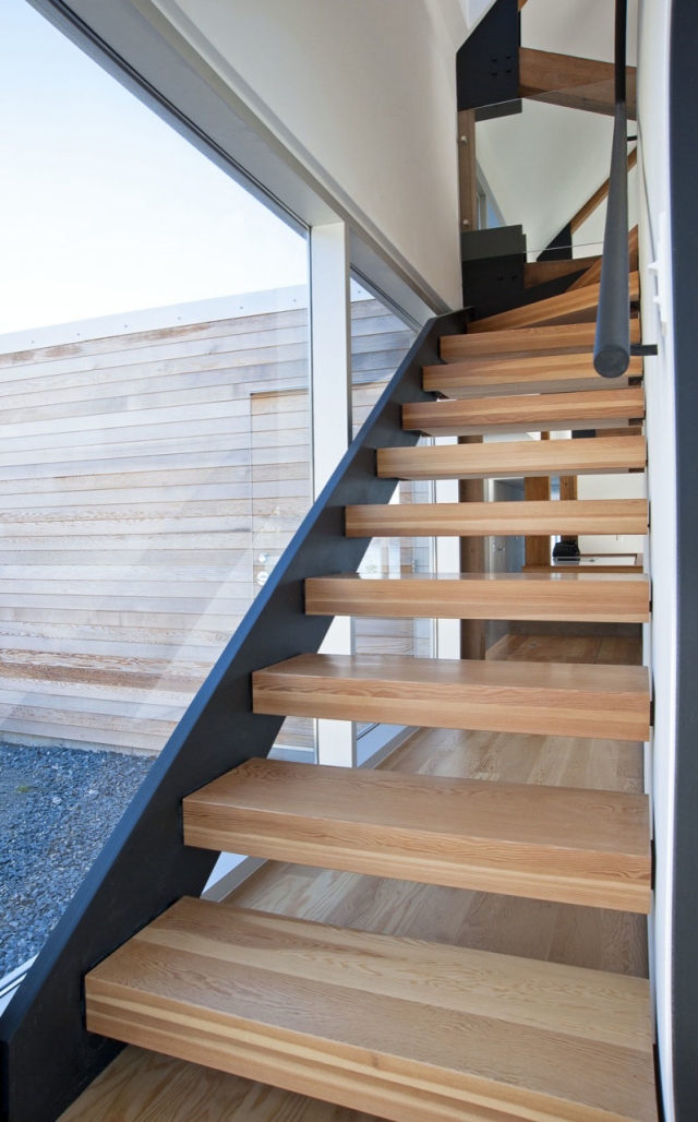 maison moderne escalier en bois vue fantastique