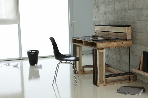 meubles en palettes de bois bureau-design