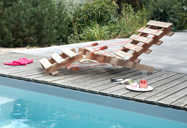 meubles en palettes de bois de-bois-chaise-lounge-piscine