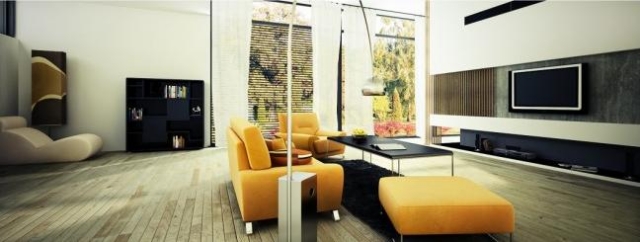 mobilier-salon-moderne-canapé-jaune