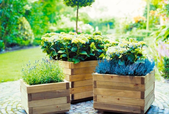 pots-fleurs-bois-fleurs-décoration-balcon