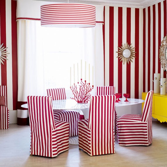 Idées de décoration du domicile avec du papier peint à rayures