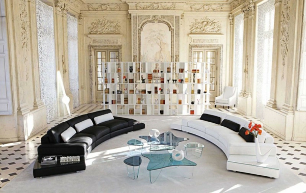 sofas-salon-modernes-noir-blanc-table-verre
