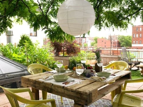 table jardin palette bois brut