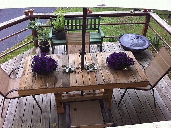 table palettes bois meubles balcon fleurs