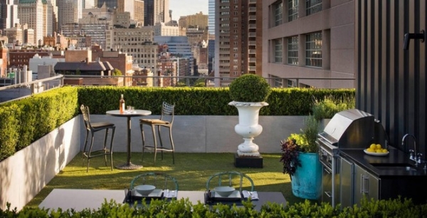 toit-terrasse vert-barbeque-design-moderne