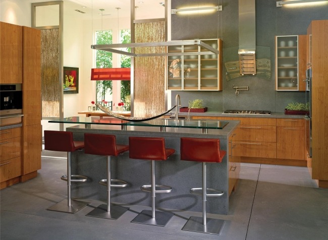 100 idées de cuisine avec îlot central contemporaine ou traditionnelle Inspiration En Verre de table cuisine