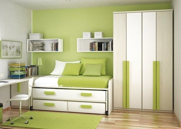 adolescent-chambre-coucher-vert-menthe-lit mobilier pour la petite chambre d'ado