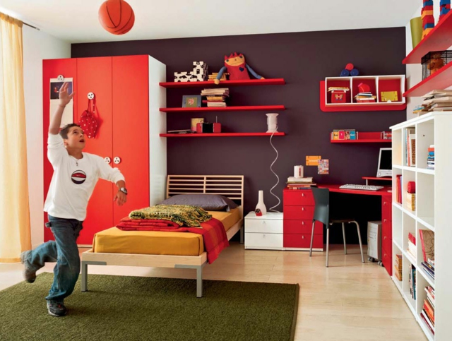 aménagement-pour-une-chambre-d`enfant-couleur-rouge