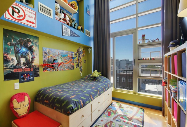 aménagement pour une chambre d`enfant couleurs-murs-bleu-vert