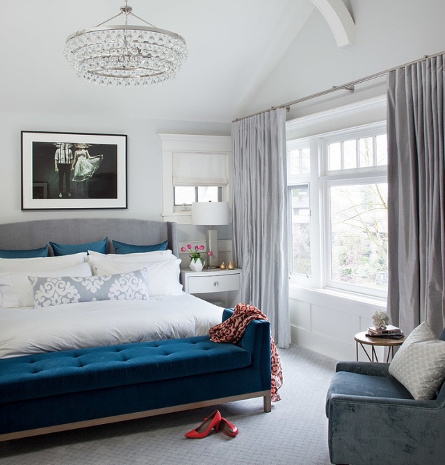 aménagement-chambre-coucher-spacieuse-lit-bleu aménagement chambre à coucher