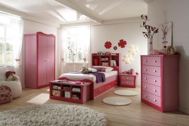 aménagement-fille-chambre-couleur-rose idées pour la chambre d'ado