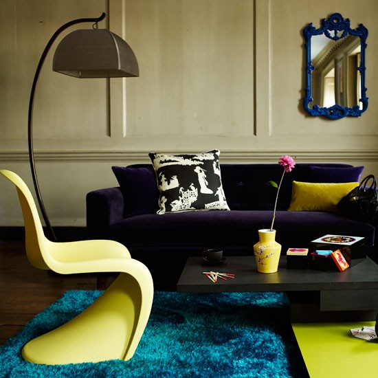 aménagement-salon-combinaison-style-rétro-moderne-accents-couleurs