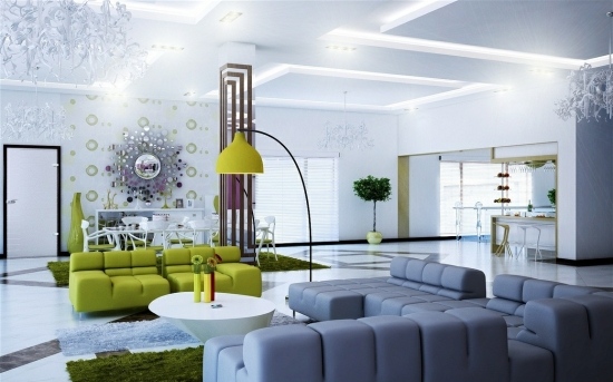 aménagement-salon-moderne-couleurs-claires-style-minimalise-accent-vert