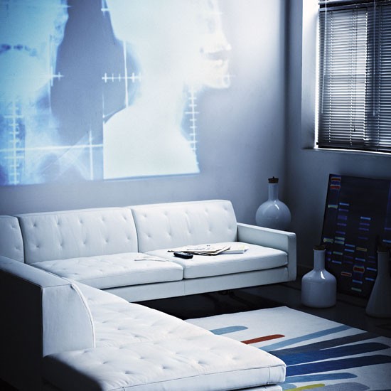 aménagement du salon style-contemporain-minimaliste-blanc-déco-mural