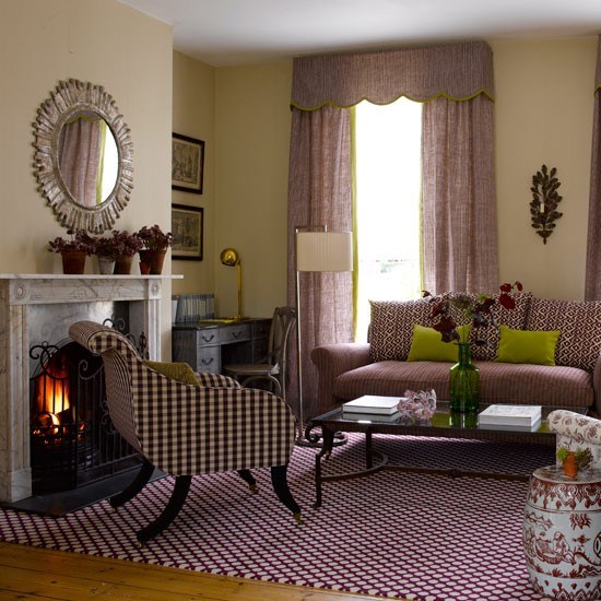 aménagement-salon-style-rétro-motif-vichy-courant