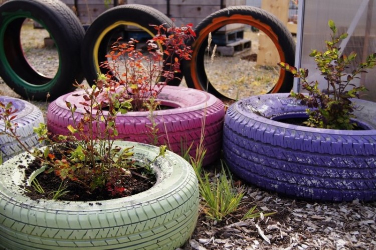 brico jardin –jardinieres-creatives-pneus
