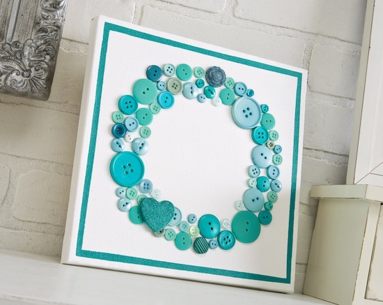 bricolage facile boutons-turquoises-cercle-mural