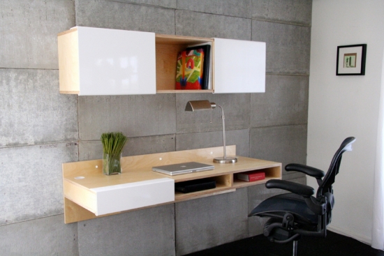 bureau-domicile-mobilier-étagères-bois 