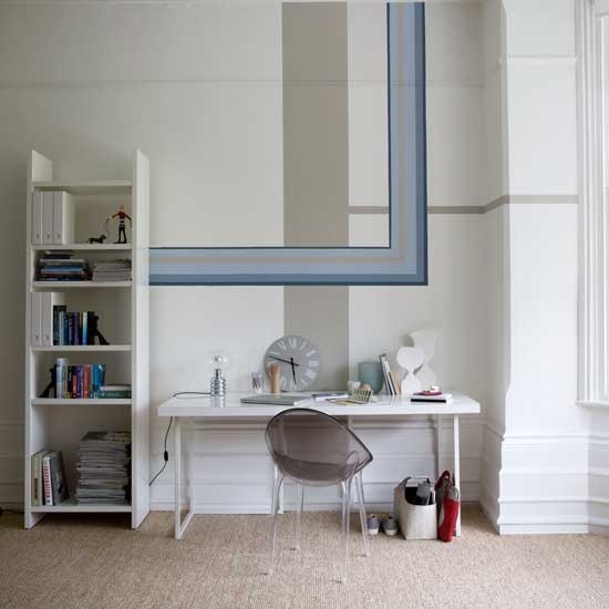 bureau-domicile-mobilier-blanc-déco-murale Mobilier de bureau