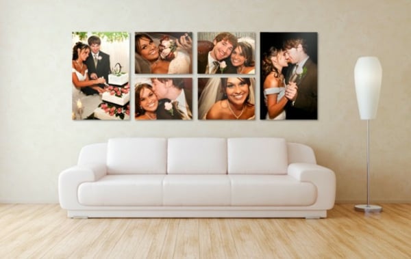 cadres-photos-mariage-symétriques-dessus-canapé
