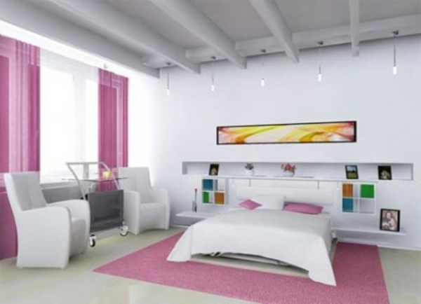 chambre à coucher moderne blanc-rose