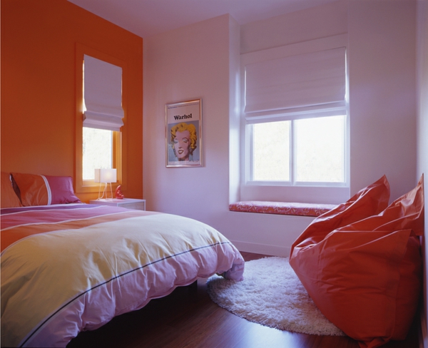 chambre à  coucher  moderne orange