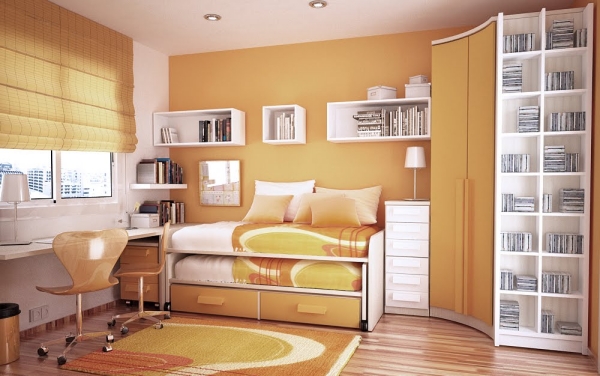 chambre-coucher-adolescent-lit-bureau mobilier pour la petite chambre d'ado