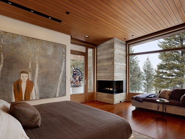 105 idées de déco murale et aménagement chambre à coucher Désign Couleur cheminée