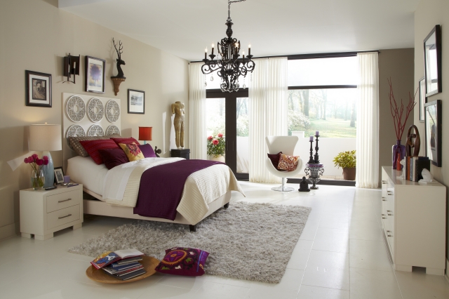 chambre-coucher-aménagemnt-tapis-blanc aménagement chambre à coucher