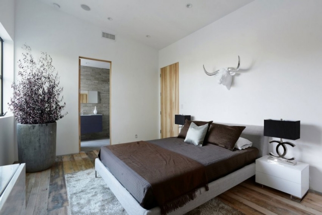 chambre-coucher-design-moderne-murs-plafond-blancs-accents-noirs
