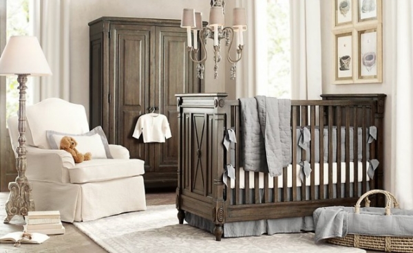 chambre de bebe moderne-contraste-brun-blanc