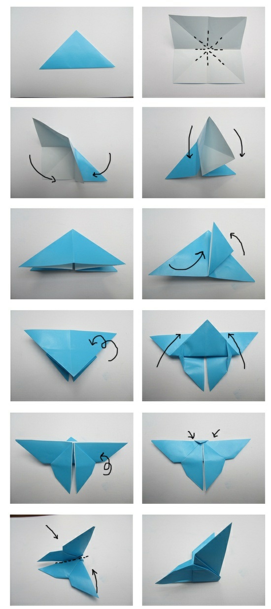 chambre-de-bébé-originale-origami-papillon-bleu