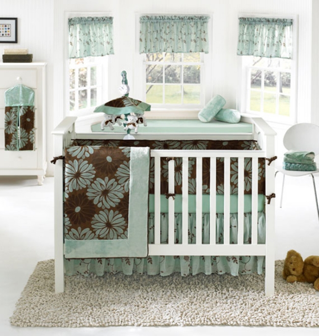 chambre de bébé moderne couleur-brun-vert-unisex
