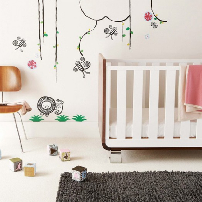 chambre de bébé moderne couleur-neutre-déco-murale-abeille