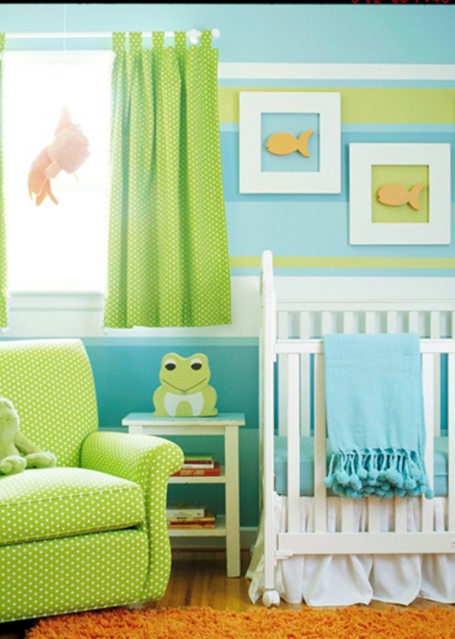 chambre de bébé moderne décoration-grenouille-couleur-verte