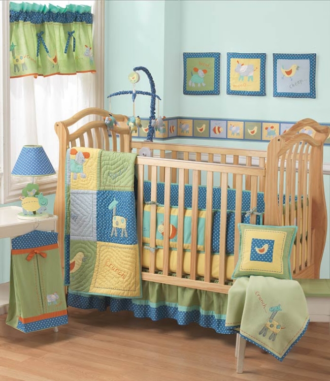 chambre de bébé moderne lit-bebe-décoration-murale-originale
