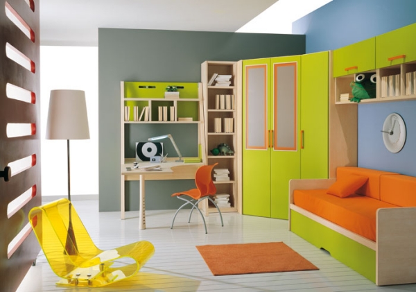 chambre-enfant-déco-jaune-orange chambre d'enfant