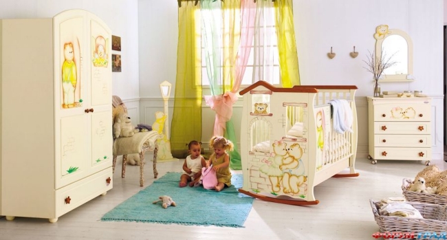 chambre-pour-bébé-unisex-décoration-originale-lit-bébé