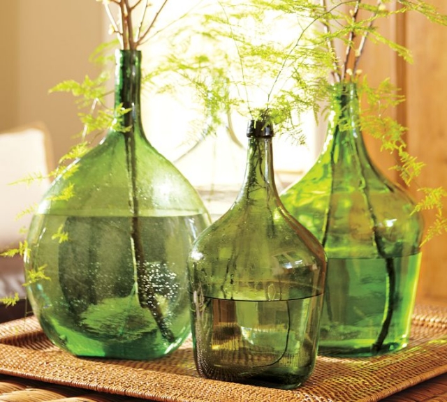 décoration-accessoires-bouteilles-verre-vertes