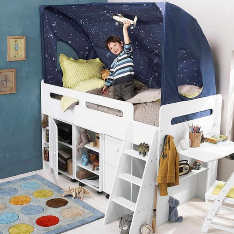 décoration de lit d'enfant tente-bleu-nuit-étoilée-garçons