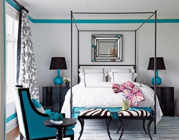 décoration-maison-contemporaine-accent-couleur-bleu-chambre-coucher-adulte