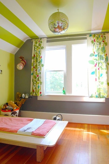 décoration-maison-contemporaine-rayure-chambre-enfant-vert-pomme